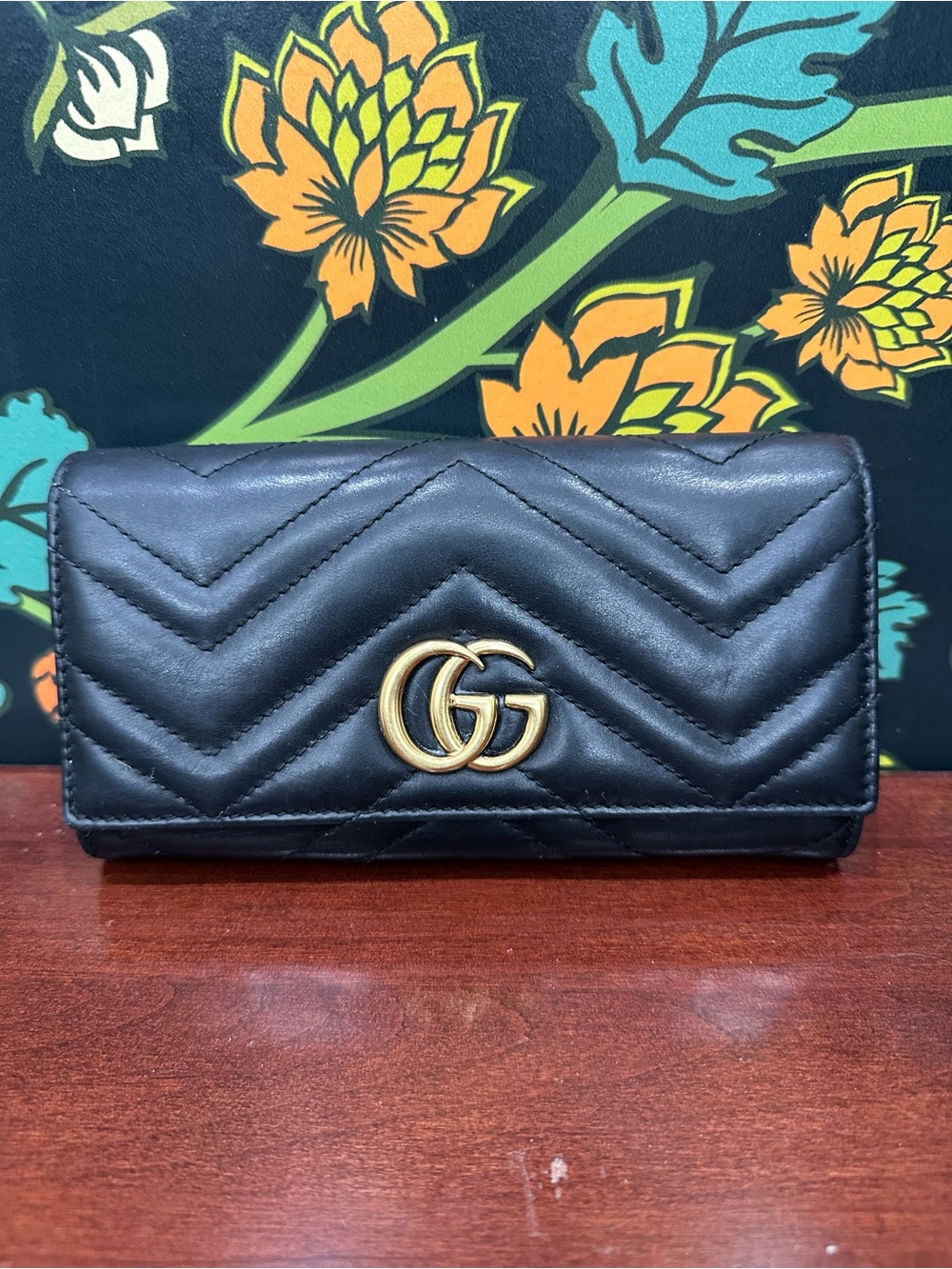 Gucci GG Marmont Matelassé Black Leather Continental Wallet - Picture 2 of 14